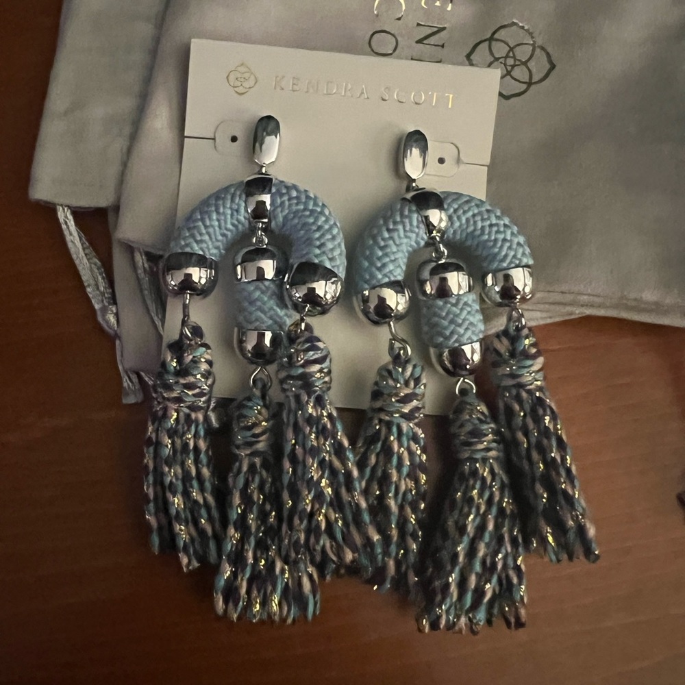 Kendra Scott Blue and Silver Tassel Earrings - Picture 1 of 2